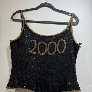 Scala Black Camisole with Gold Sequin Design